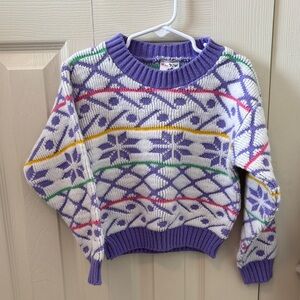 Vintage Sears Girl's Sweater with Purple and White Pattern